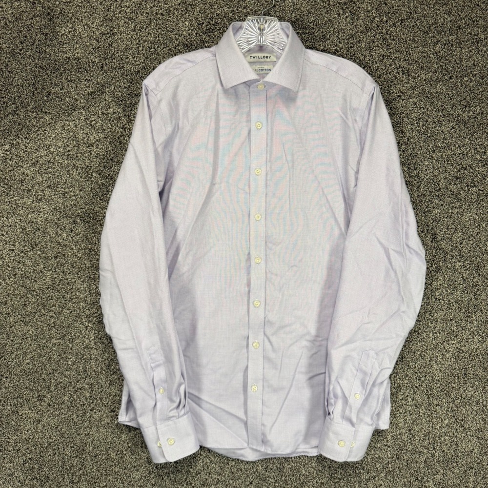 Twillory Dress Shirt Mens 16-36/37 Tailored Fit Purple Safe Cotton Button Up